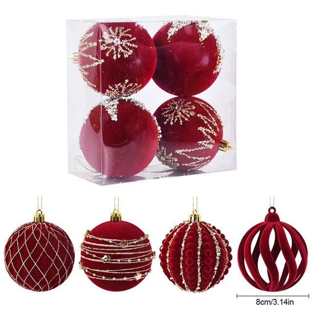 8CM Big Red Christmas Ball Ornaments