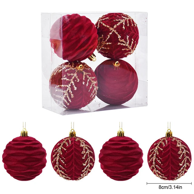 8CM Big Red Christmas Ball Ornaments