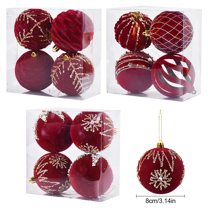 8CM Big Red Christmas Ball Ornaments