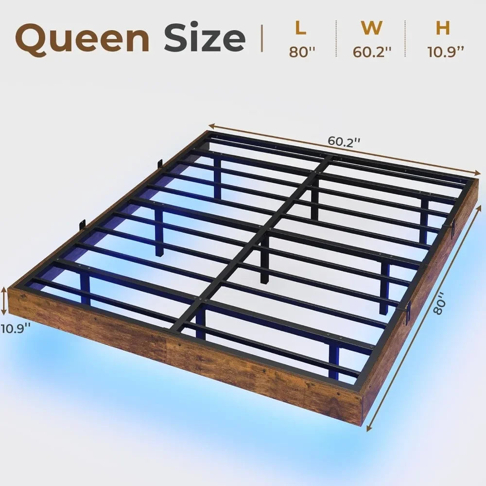 Floating Bed Frame with RGB LED Lights