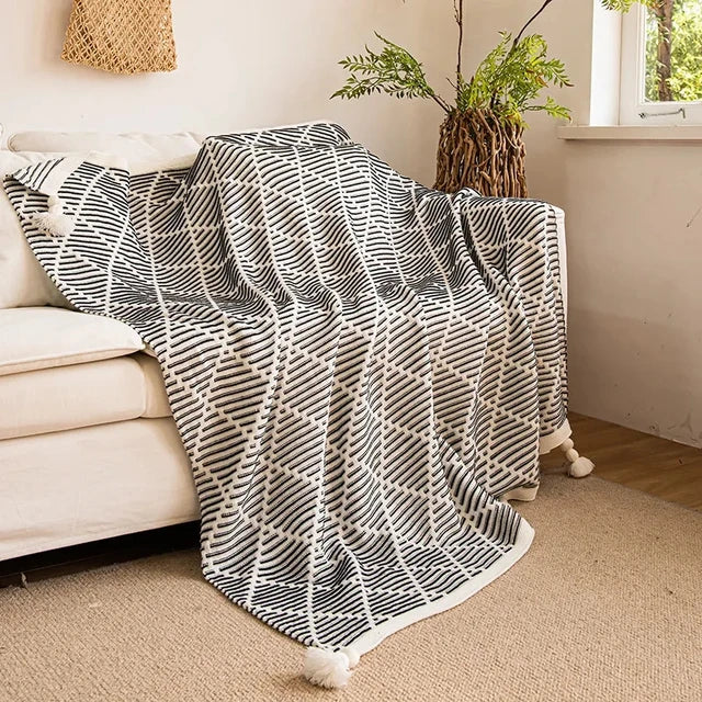 Bedspread tassel Knit Throw Blanket