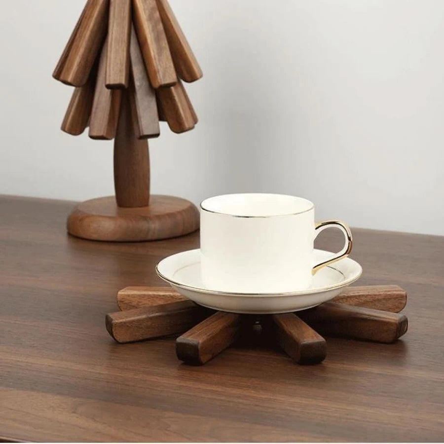 Black Walnut Foldable Tree Coaster