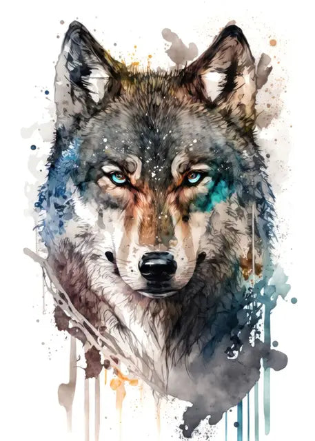 Black Wolf Painting Canvas Poster