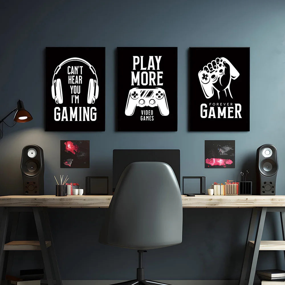 Black and White Gaming Wall Art