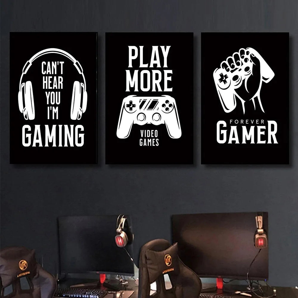 Black and White Gaming Wall Art