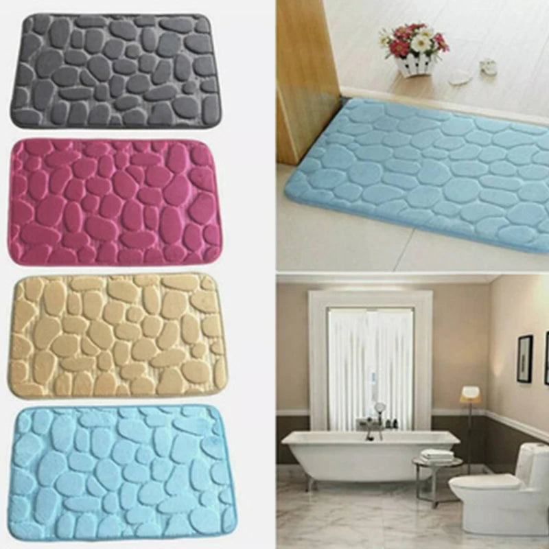 Non-Slip Cobblestone Embossed Bathroom Bath Mat