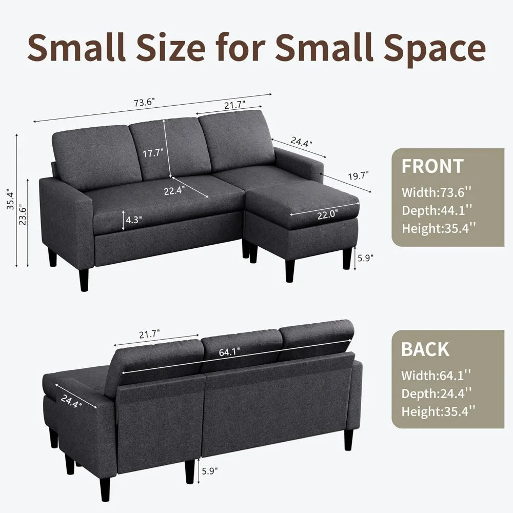 Small Compact L Sectional Sofa (Apartment/Dorm)