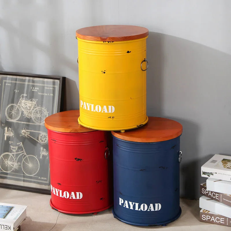 Creative Retro Paint Bucket Storage Stools