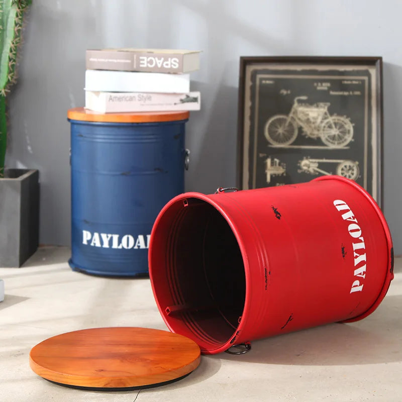 Creative Retro Paint Bucket Storage Stools