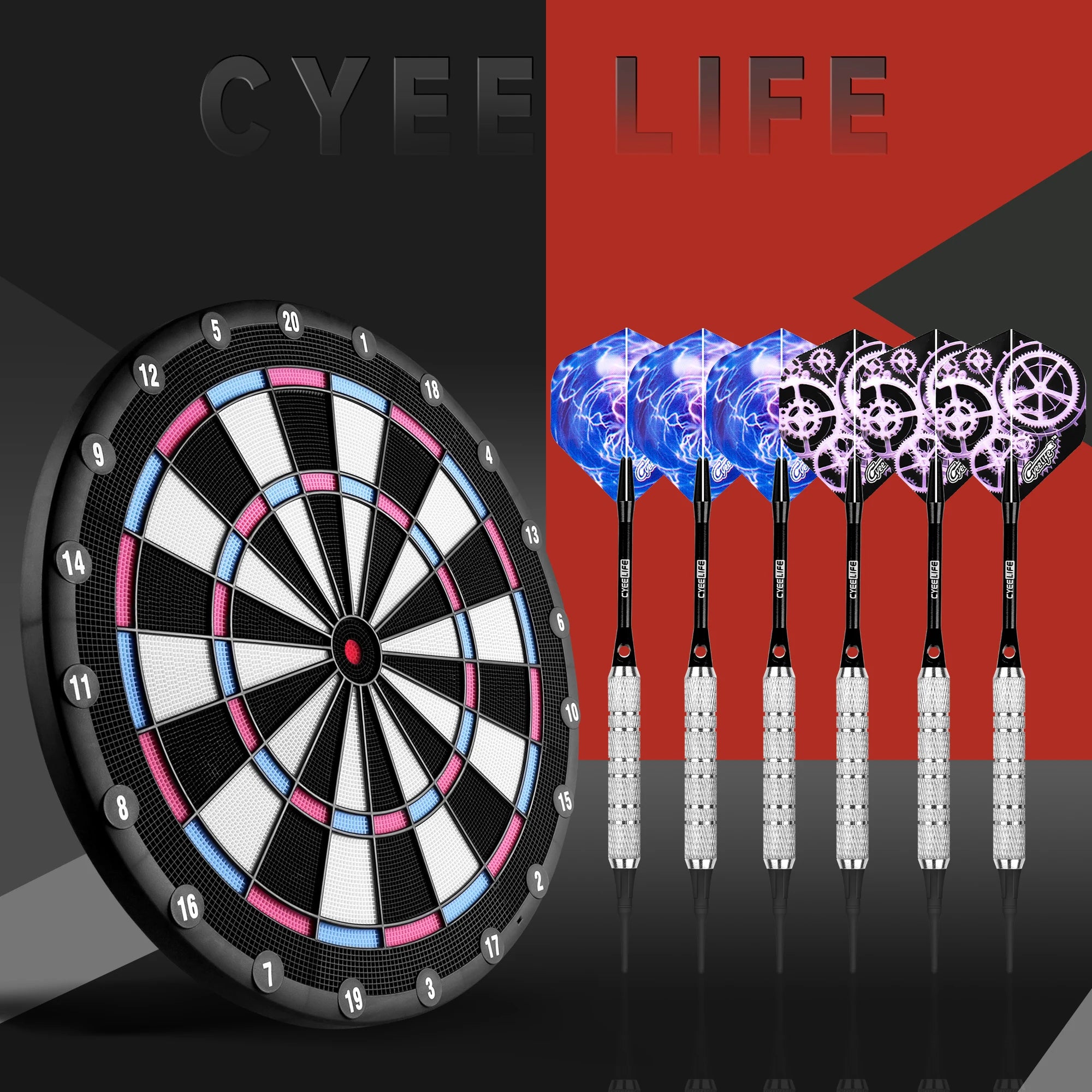 CyeeLife  Electronic Dartboard & 6pcs soft tip darts