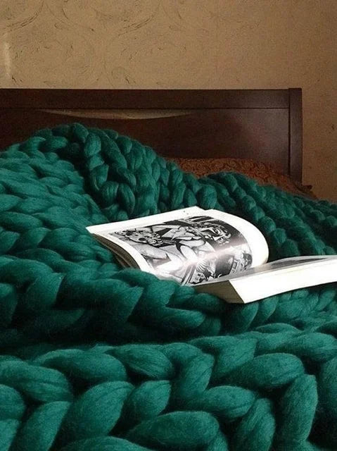 Knitted Wool Throw Blanket