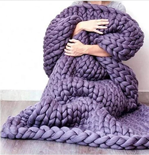 Knitted Wool Throw Blanket