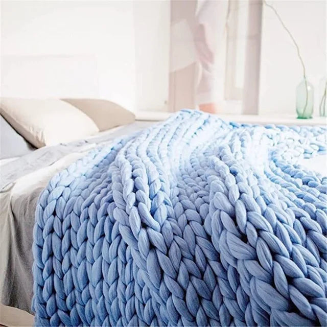 Knitted Wool Throw Blanket