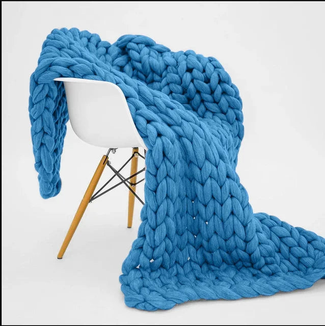 Knitted Wool Throw Blanket