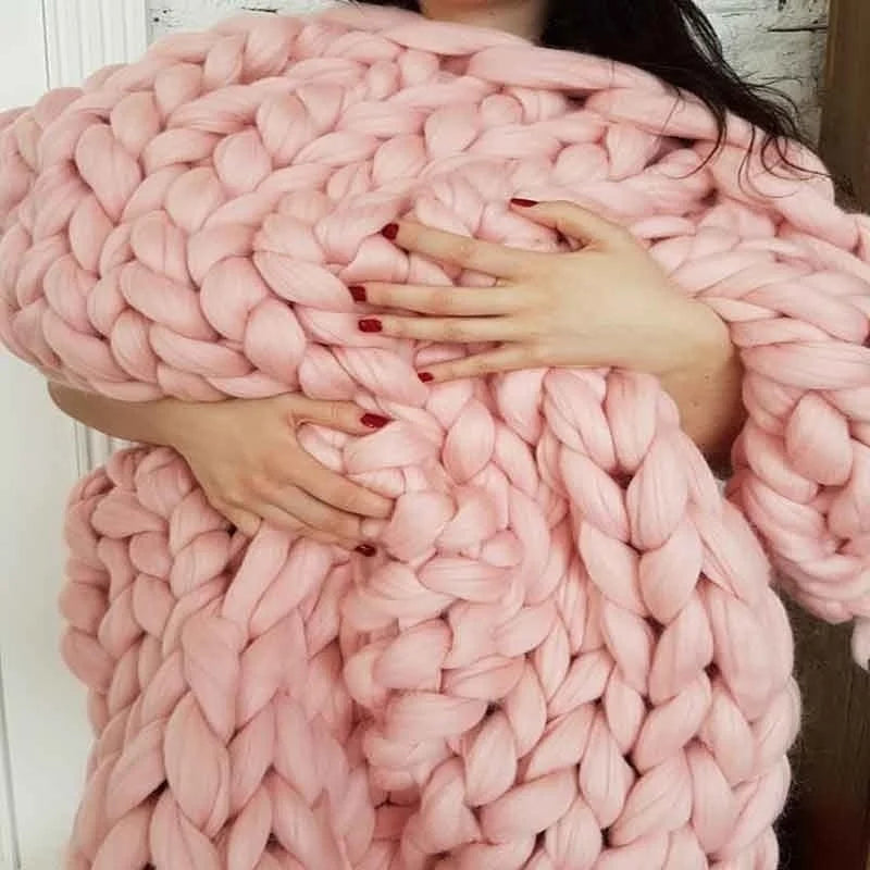 Knitted Wool Throw Blanket