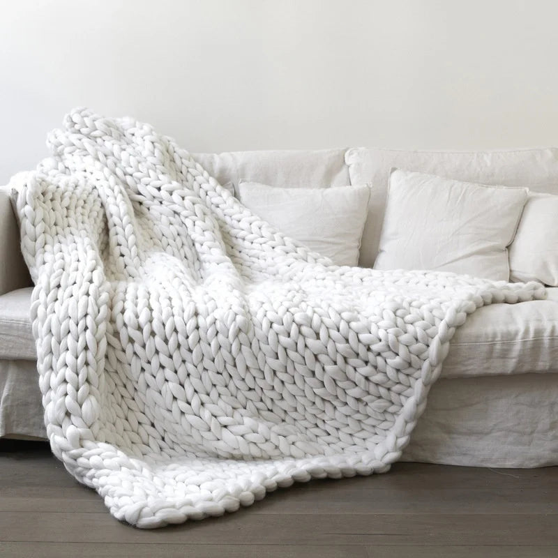 Knitted Wool Throw Blanket