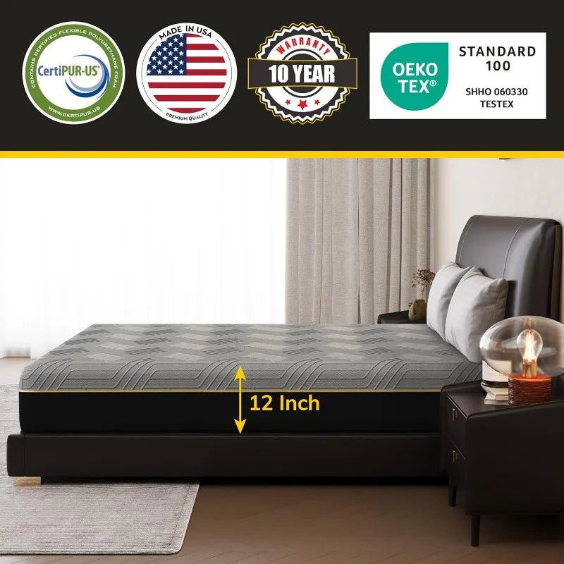 EGOHOME 12 Inch Queen Mattress, Memory Foam Mattress