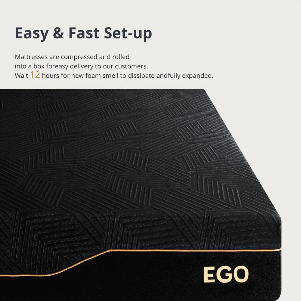 EGO HOME 14, 12, 10, Inch King Size Memory Foam Mattress