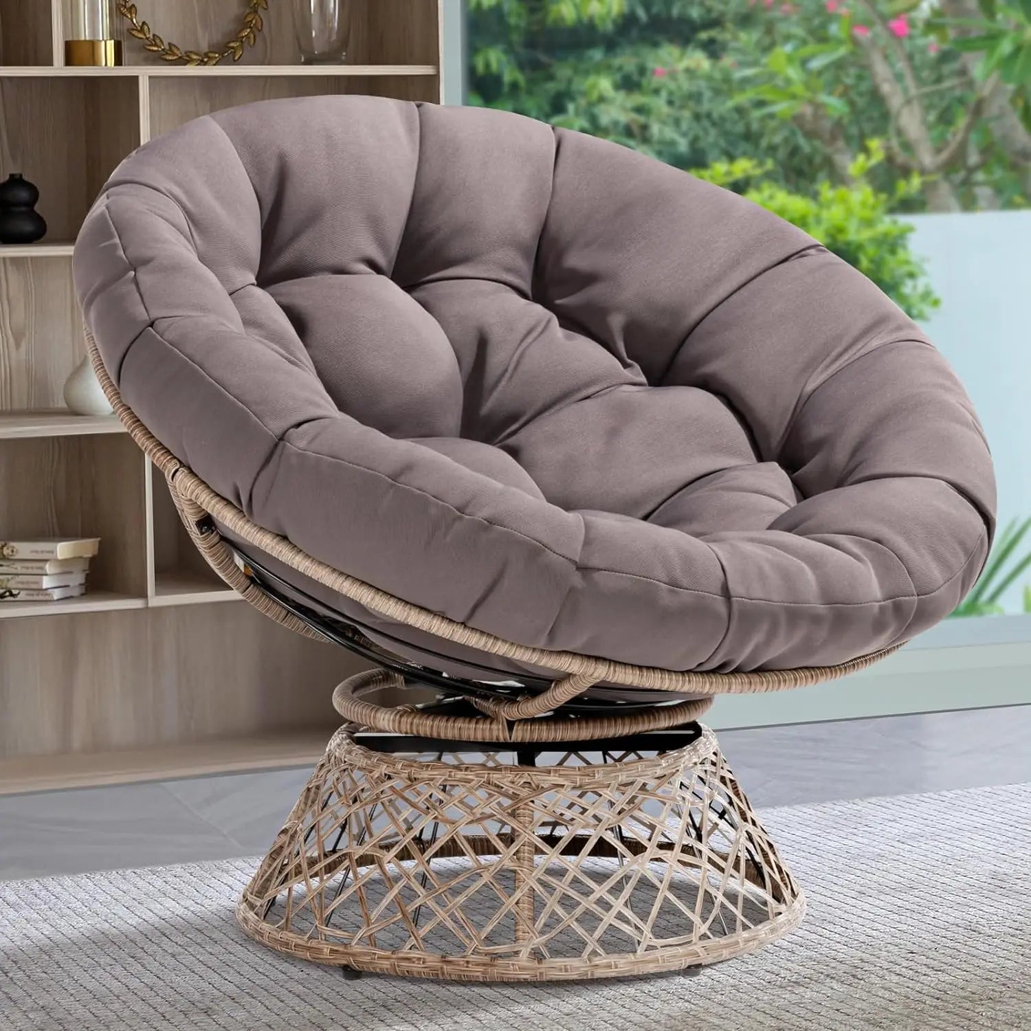 Ergonomic wicker papaya chair with soft cushion