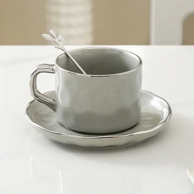 Classy Coffee Cup Set With Spoon & Plate.