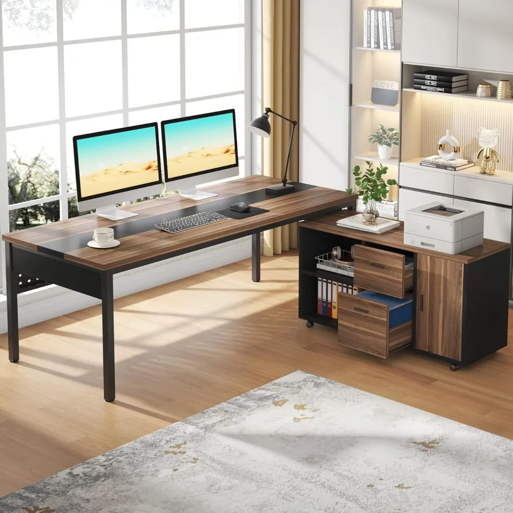 Office Desk and Lateral File Cabinet Combo