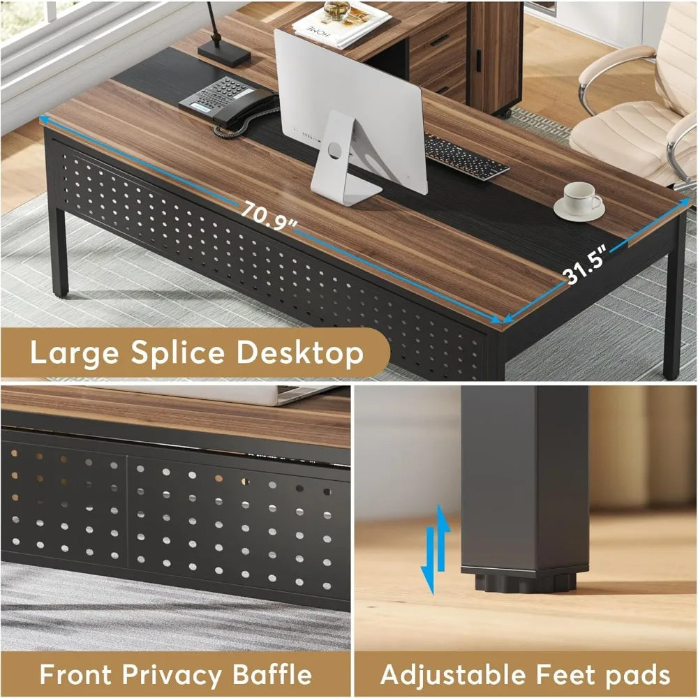 Office Desk and Lateral File Cabinet Combo