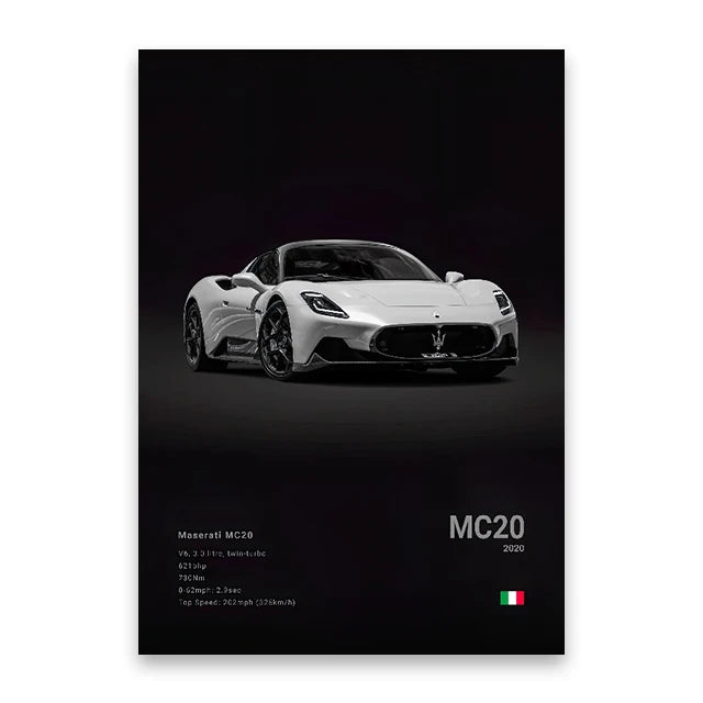 Famous Cars Canvas Wall Poster