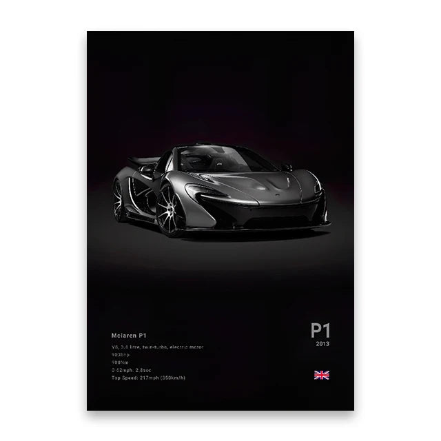 Famous Cars Canvas Wall Poster