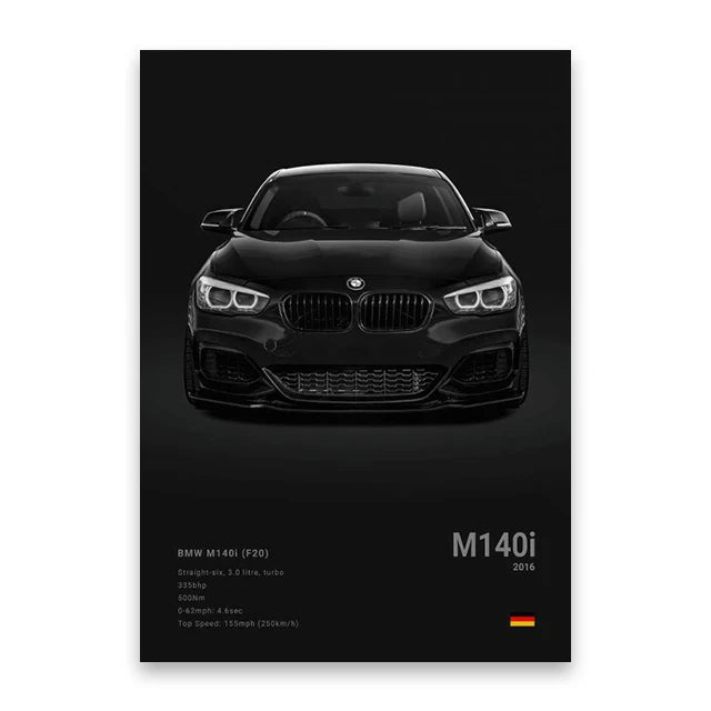 Famous Cars Canvas Wall Poster