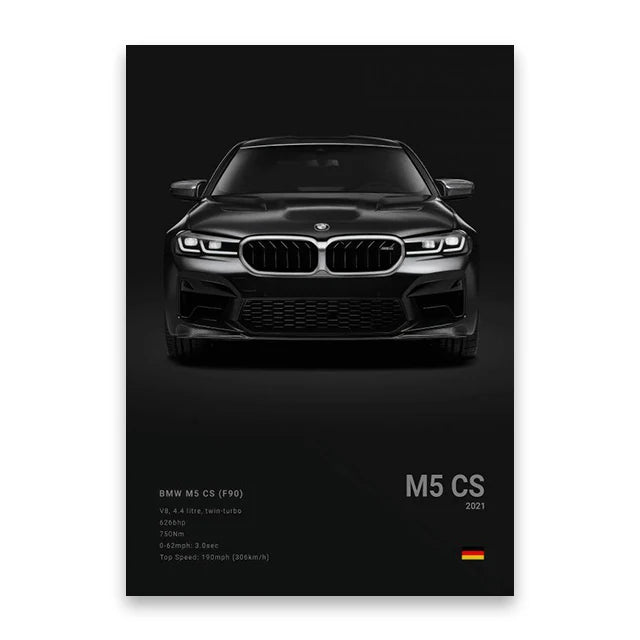 Famous Cars Canvas Wall Poster