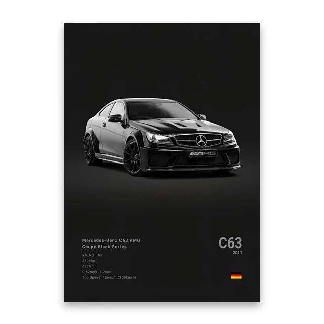 Famous Cars Canvas Wall Poster