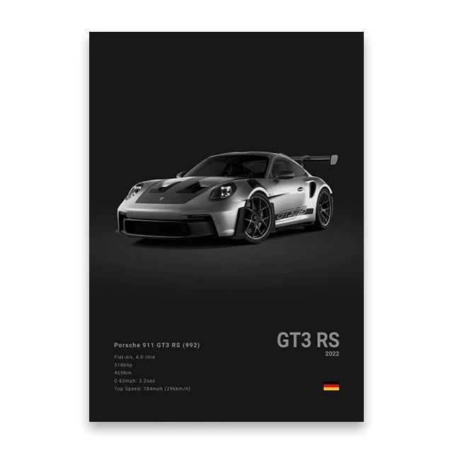 Famous Cars Canvas Wall Poster