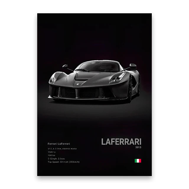 Famous Cars Canvas Wall Poster