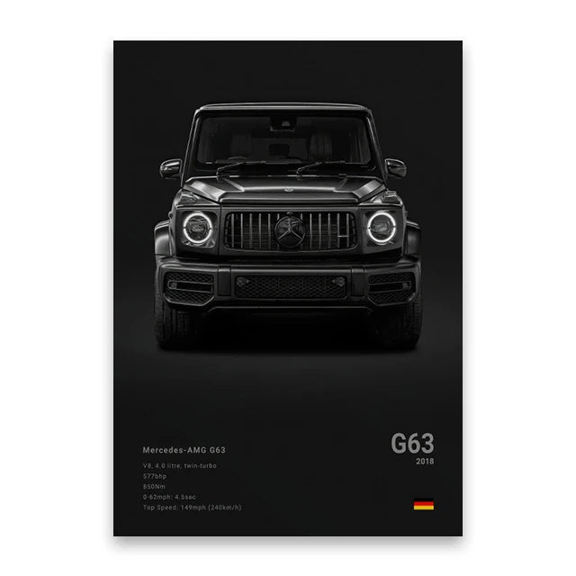 Famous Cars Canvas Wall Poster