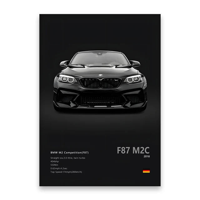 Famous Cars Canvas Wall Poster