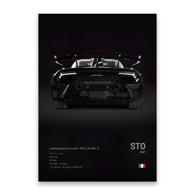 Famous Cars Canvas Wall Poster