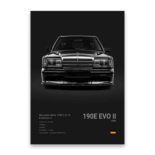 Famous Cars Canvas Wall Poster