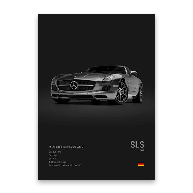 Famous Cars Canvas Wall Poster