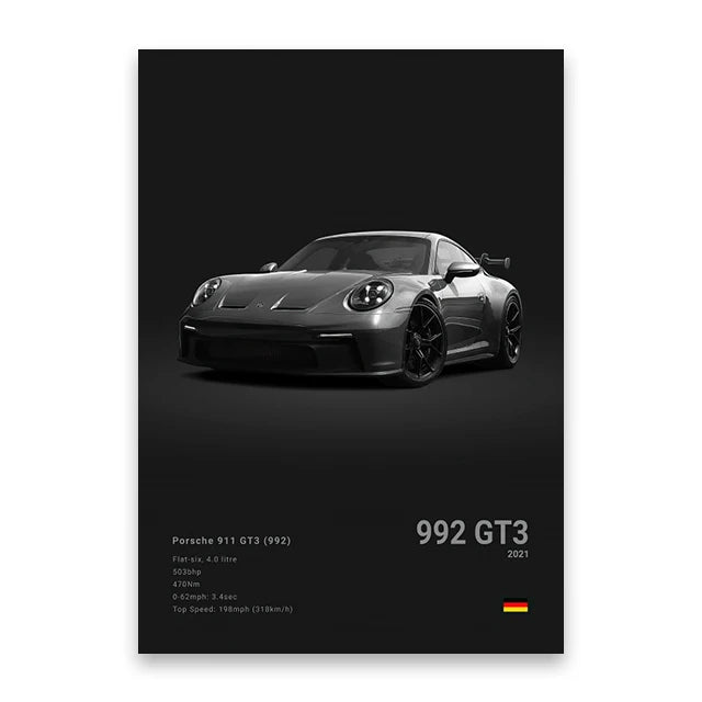 Famous Cars Canvas Wall Poster