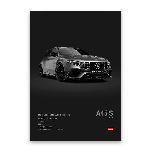 Famous Cars Canvas Wall Poster