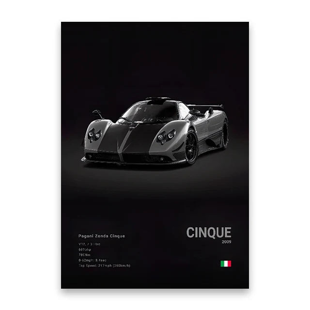 Famous Cars Canvas Wall Poster