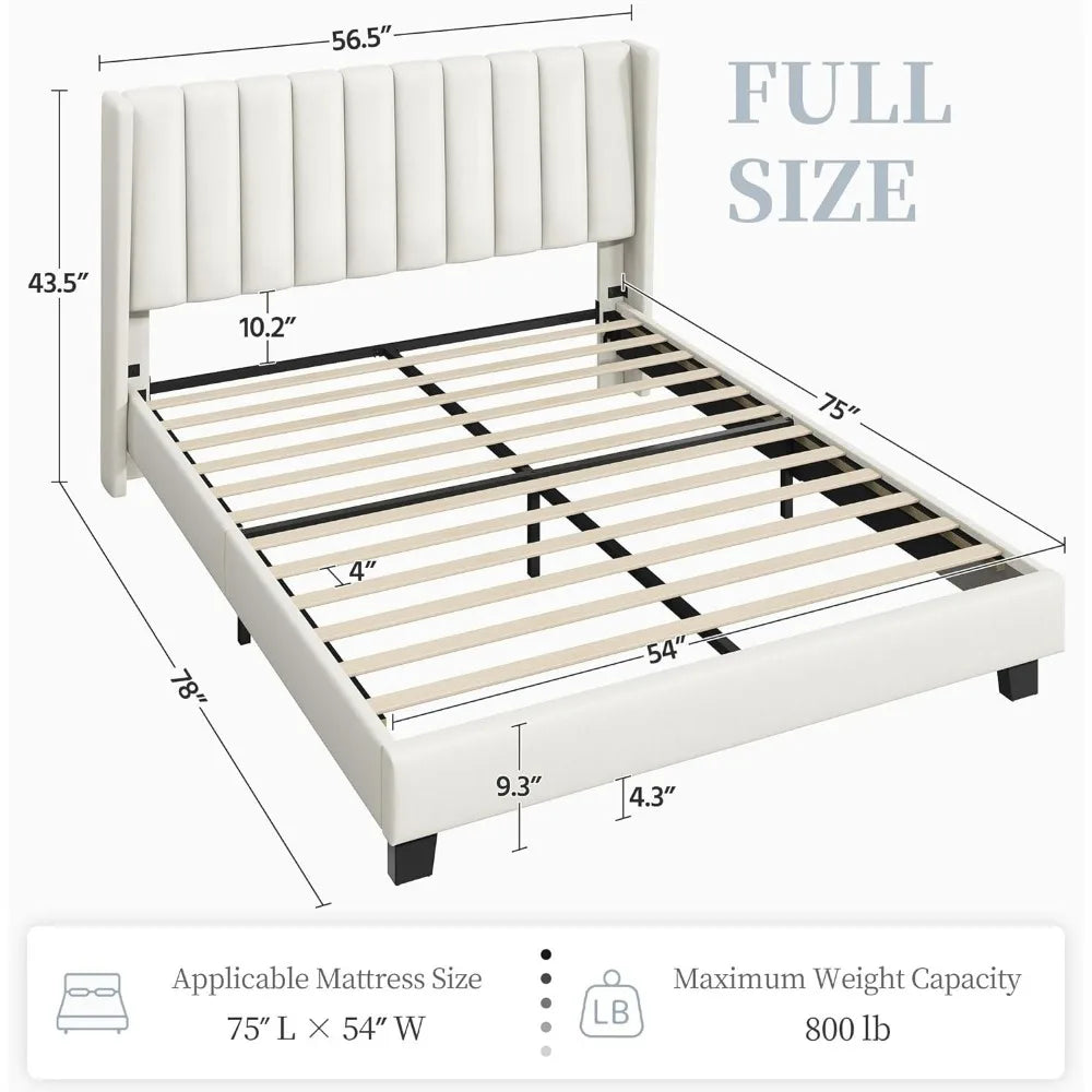 Full Bed Frame With Wing Edge Design