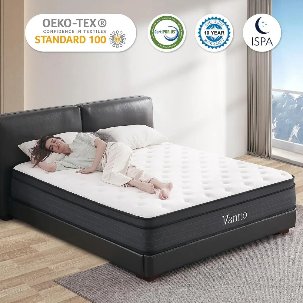 VANTTO Full Mattress, Hybrid Memory Foam Mattress