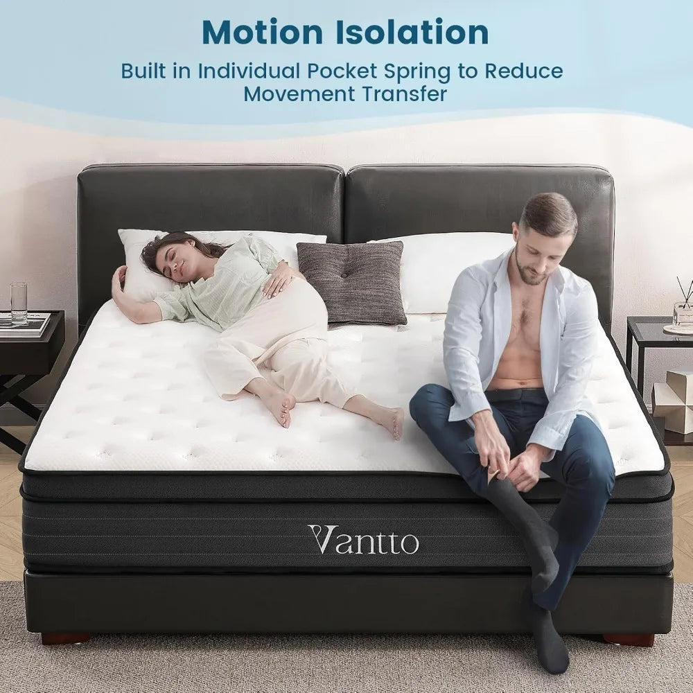 VANTTO Full Mattress, Hybrid Memory Foam Mattress