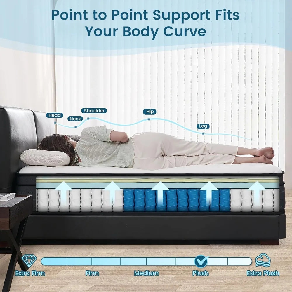 VANTTO Full Mattress, Hybrid Memory Foam Mattress