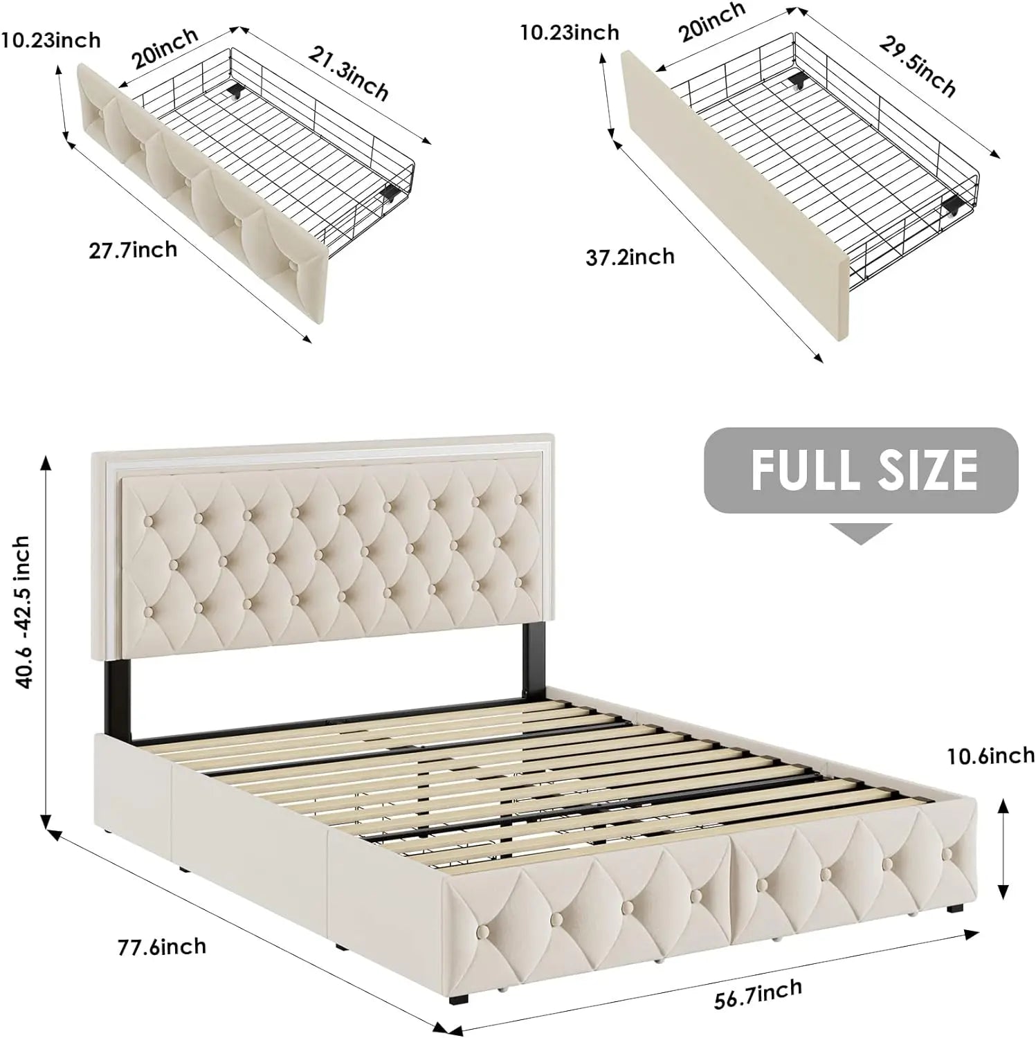 Full LED Bed Frame Full/Queen/King