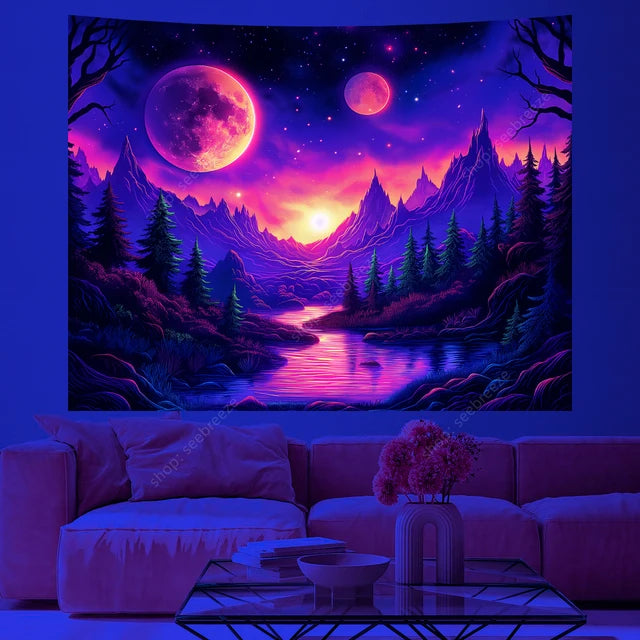 UV/Neon Reactive Galaxy Landscape Wall Cloth Tapestry