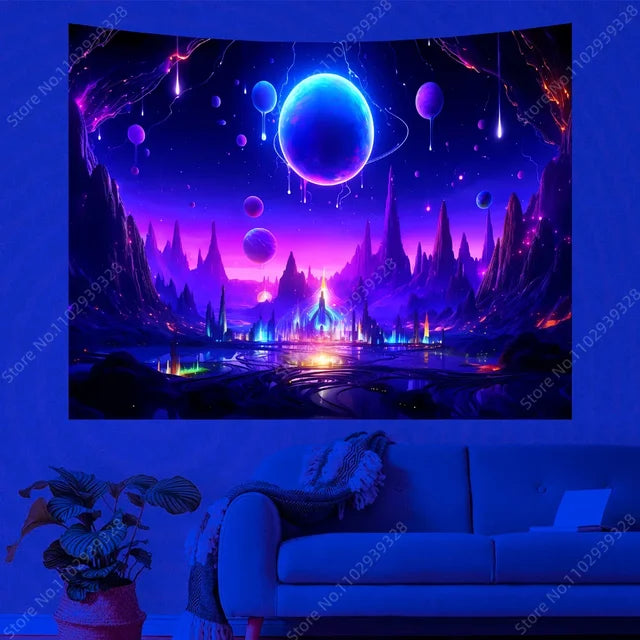 UV/Neon Reactive Galaxy Landscape Wall Cloth Tapestry