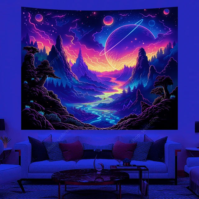 UV/Neon Reactive Galaxy Landscape Wall Cloth Tapestry