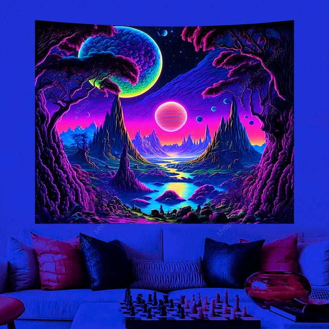 UV/Neon Reactive Galaxy Landscape Wall Cloth Tapestry